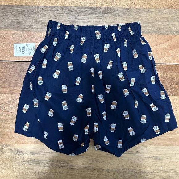 J Crew Mens Boxer Shorts NWT Underwear XS Coffee Cups Navy - Picture 1 of 2
